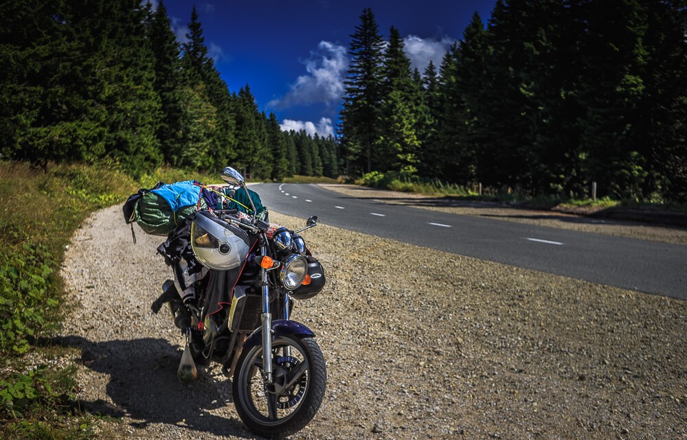 Motorrad auf dem Berg Rogla